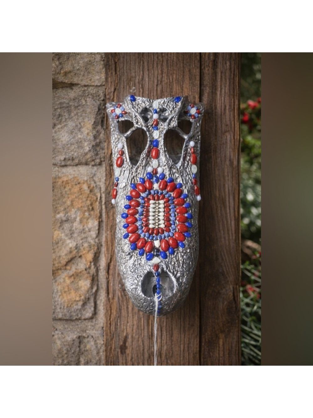 Large Genuine Alligator Upper Jaw Skull Hand Beaded Southern Folk Art Rare Decor